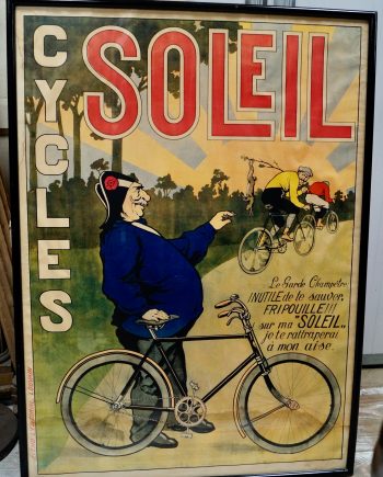 Antique French “Soleil Cycles” Advertising Poster