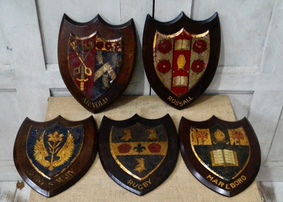 Antique Heraldic Set Of Mounted Coat Of Arms (SOLD)