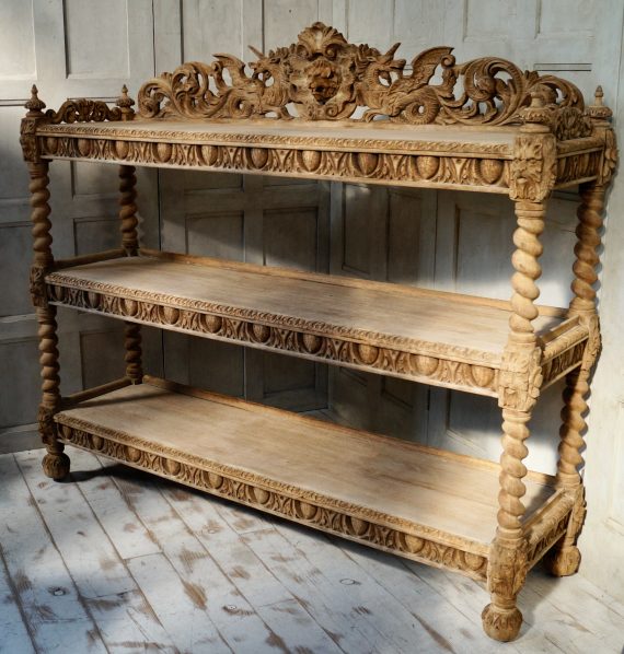 Victorian Carved Bleached Oak 3 Tier Buffet (SOLD)