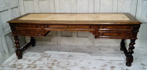 Antique French Oak Barely Twist Clerks Desk (SOLD)