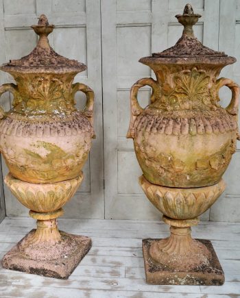 Pair Of Large English Stone Garden Urns (SOLD)