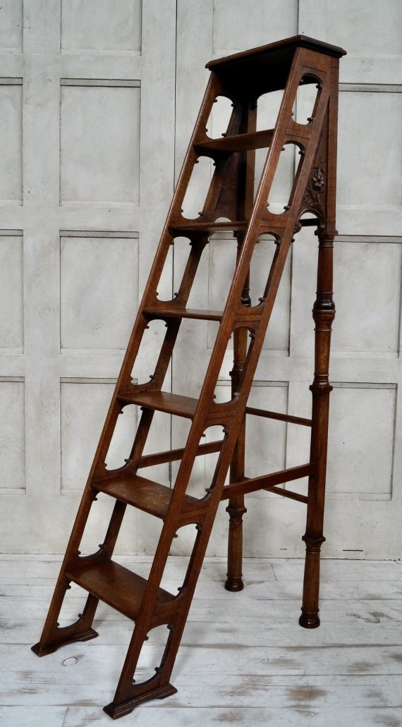 Arts & Crafts Oak Library Ladders (SOLD)