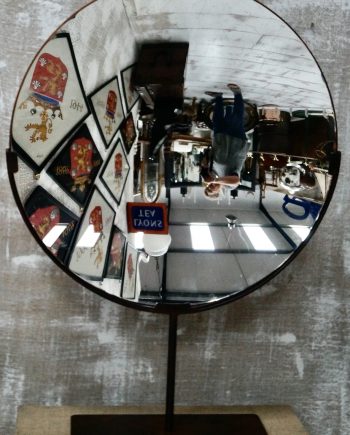Vintage Parabolic Searchlight Mirror On Stand