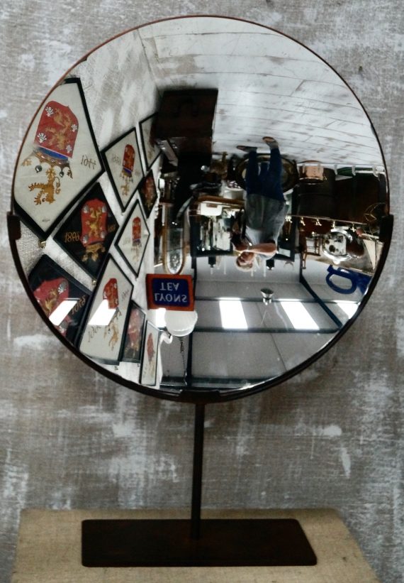Vintage Parabolic Searchlight Mirror On Stand