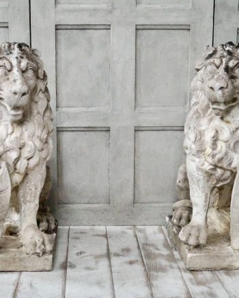 Pair of Italian Marble D’Lati Lion Statues (SOLD)