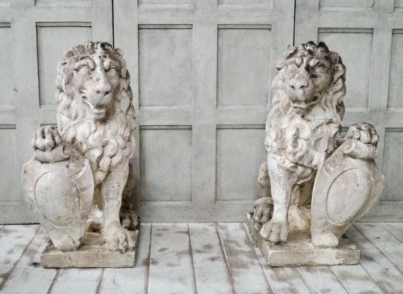 Pair of Italian Marble D’Lati Lion Statues (SOLD)