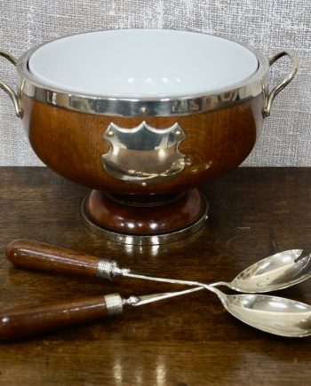 Victorian Oak & Silver Plated Salad Bowl (SOLD)