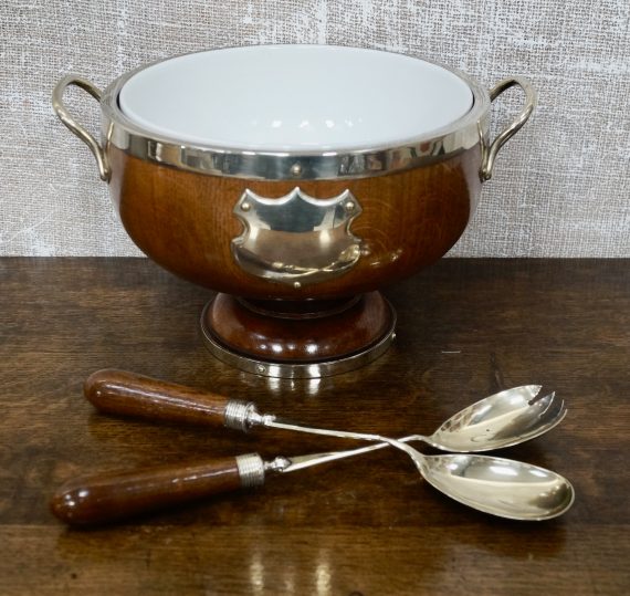 Victorian Oak & Silver Plated Salad Bowl (SOLD)