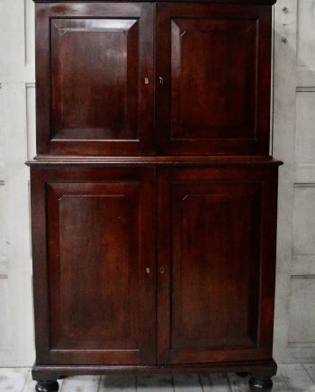 Early Victorian Teak Campaign Military Stationary Cupboard
