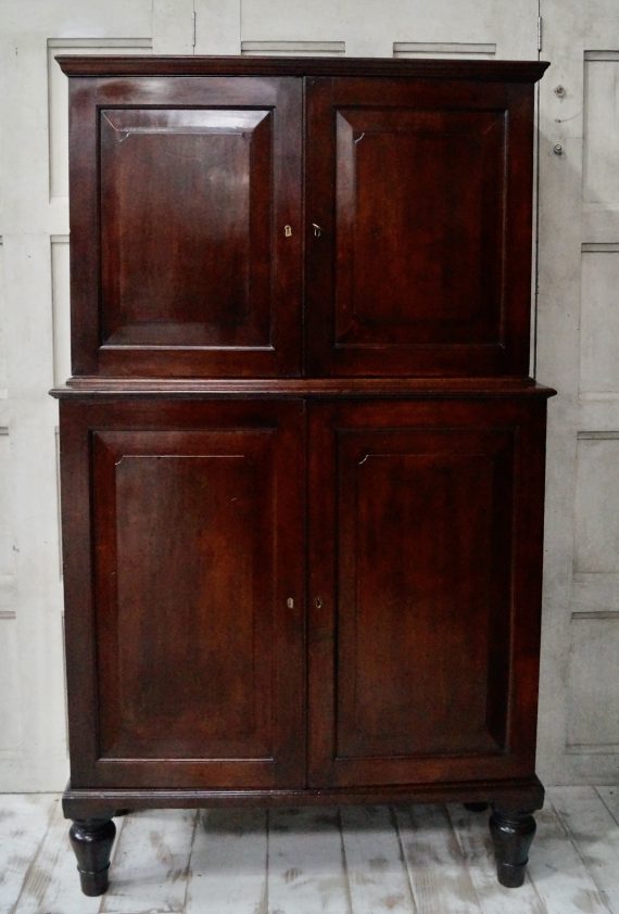 Early Victorian Teak Campaign Military Stationary Cupboard