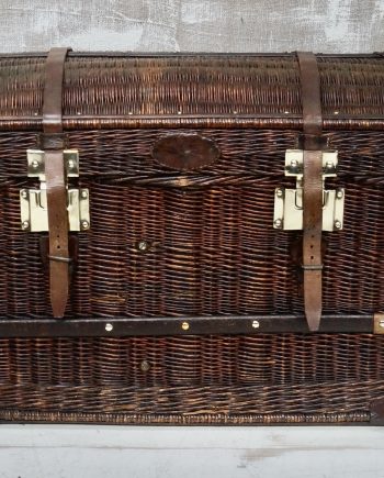 Antique Lisse Gallibourg Orleans Wicker Dome Topped Travel Trunk (SOLD)