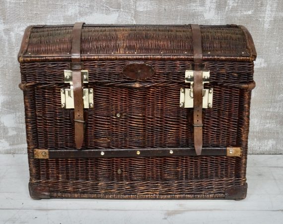 Antique Lisse Gallibourg Orleans Wicker Dome Topped Travel Trunk (SOLD)
