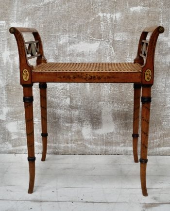 Edwardian Satinwood Cane Window Stool