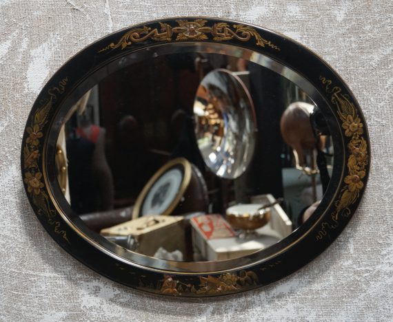 Antique Oval Chinoserie Wall Mirror