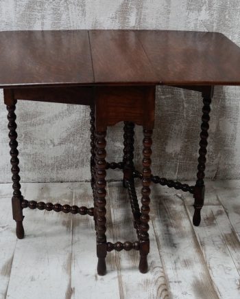 Antique Oak Bobbin Turned Gate Leg Table