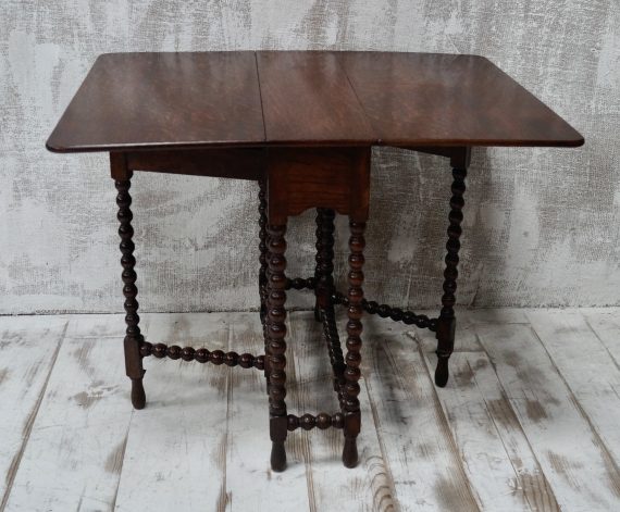 Antique Oak Bobbin Turned Gate Leg Table