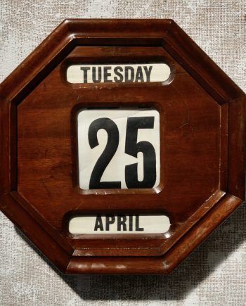 Edwardian Mahogany Perpetual Hexagonal Wall Calendar (SOLD)