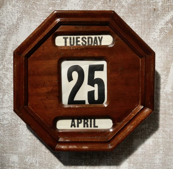 Edwardian Mahogany Perpetual Hexagonal Wall Calendar (SOLD)