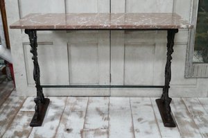 French Marble Topped Cast Iron Console Table