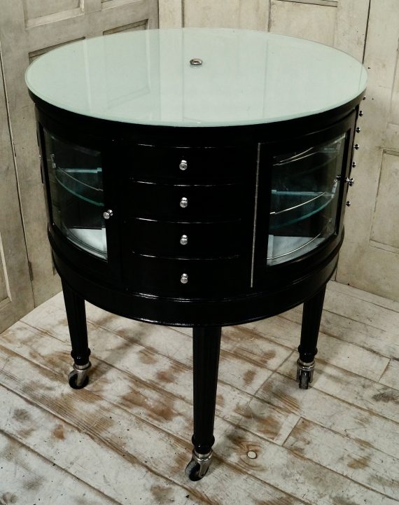 Antique English Oak Revolving Dental Cabinet