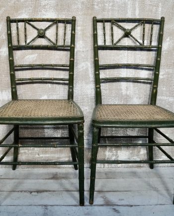 Antique French Napoleon III Faux Bamboo Opera Chairs