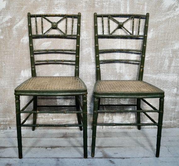 Antique French Napoleon III Faux Bamboo Opera Chairs