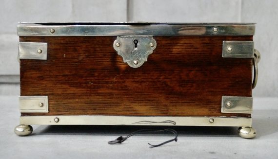 Victorian Silver Plated Oak Tea Caddy