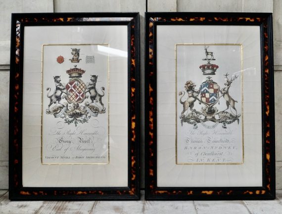 Antique Pair of Framed Coat Of Arms