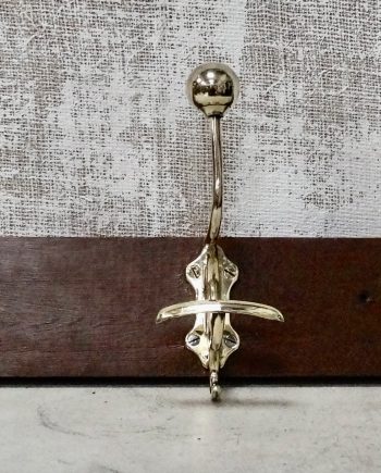 Antique Pitch Pine & Brass Coat Rack (SOLD)