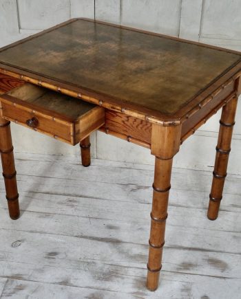 Victorian Faux Bamboo Leather Top Writing Table (SOLD)