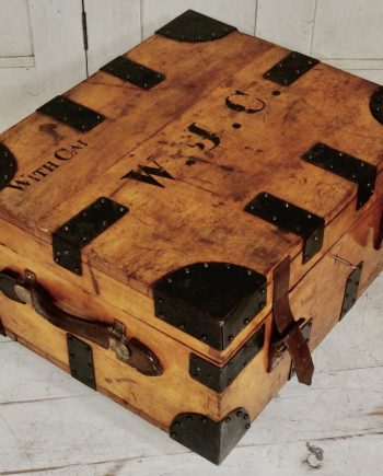 Antique Pine Military Travel Trunk