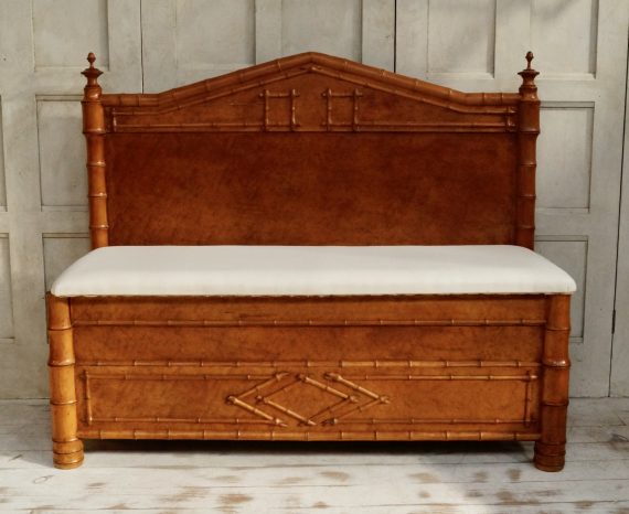 Antique Faux Bamboo Hall Bench