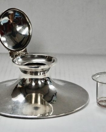 Antique Solid Silver Capstan Inkwell