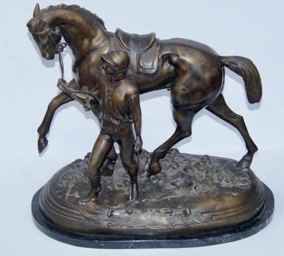 Antique Bronze “Winning Horse” Sculpture By Edgar Bertram (SOLD)