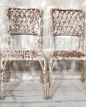 Vintage Cast Aluminium Faux Bamboo Garden Chairs