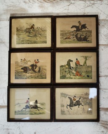 6 Original Henry Alken Antique Chromolithograph Prints