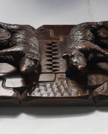 Antique Hand Carved Black Forest Extending Book Rack
