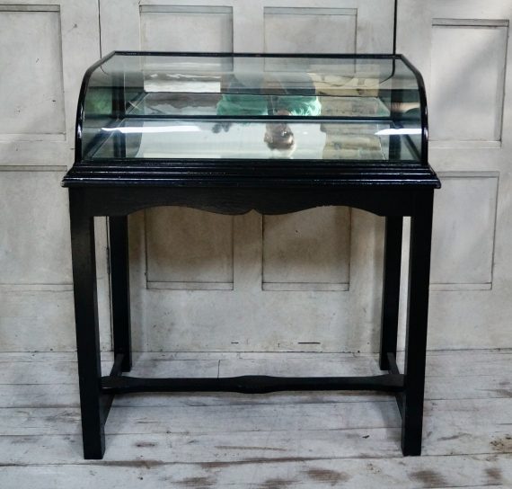 Victorian Ebonised Bow Fronted Display Cabinet