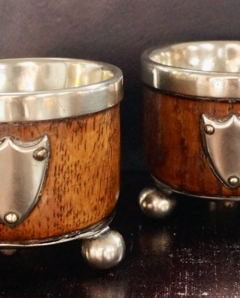 Antique John Grinsell Oak & Silver Plated Salts