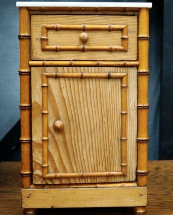 1930’s Faux Bamboo Miniature Cabinet with Marble Top