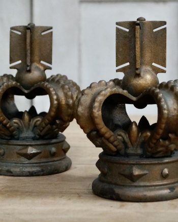 Antique Cast Iron Crown Finials