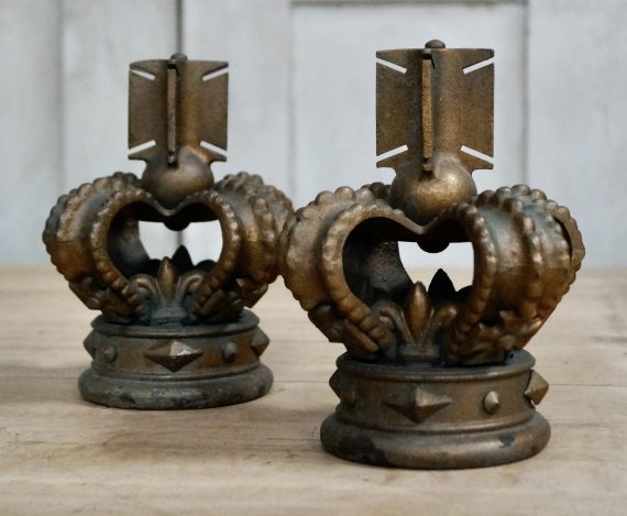 Antique Cast Iron Crown Finials