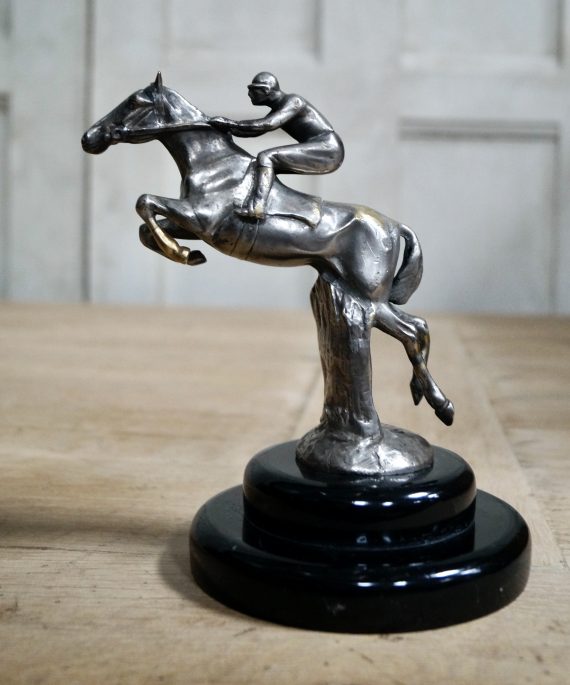 Bronze Louis Lejeune Jumping Horse & Rider Car Mascot
