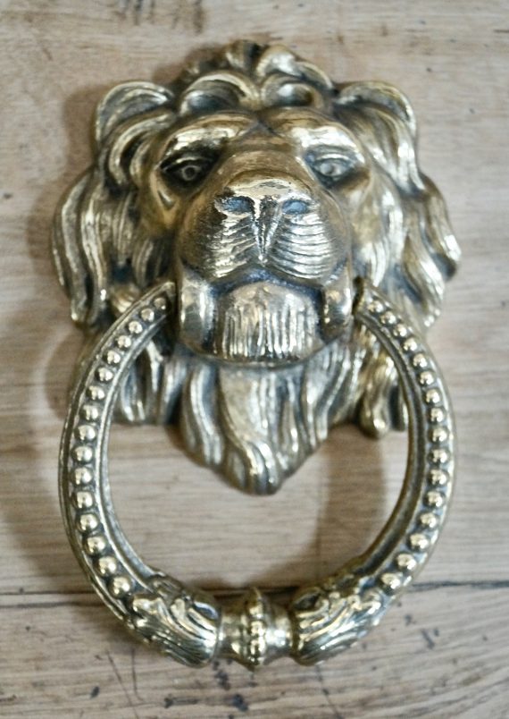 Antique Brass Lions Head Door Knocker