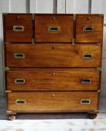 Antique Teak Campaign Secretaire