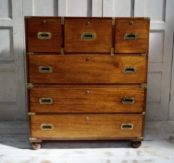 Antique Teak Campaign Secretaire