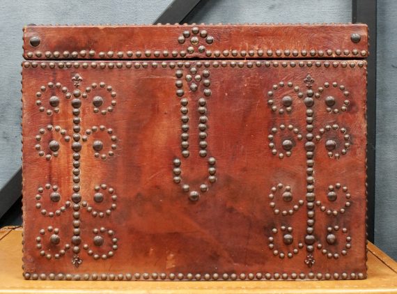 Victorian Leather Clad Studded Carriage Trunk