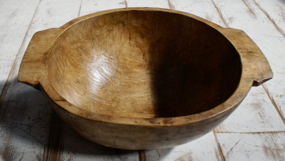 Primitive Hand Carved Oak Bowl (HOLD)