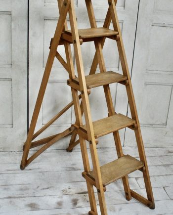Vintage Oak Folding Library Ladders