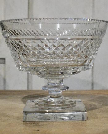 Victorian Pedestal Diamond Cut Crystal Bowl